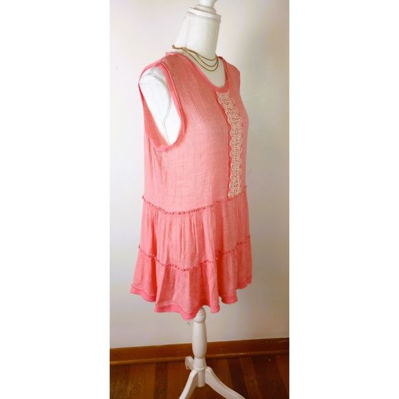 ** Suzanne Betro Summer Peach Gauzy Tunic Top ~ Size XL - Picture 1 of 13